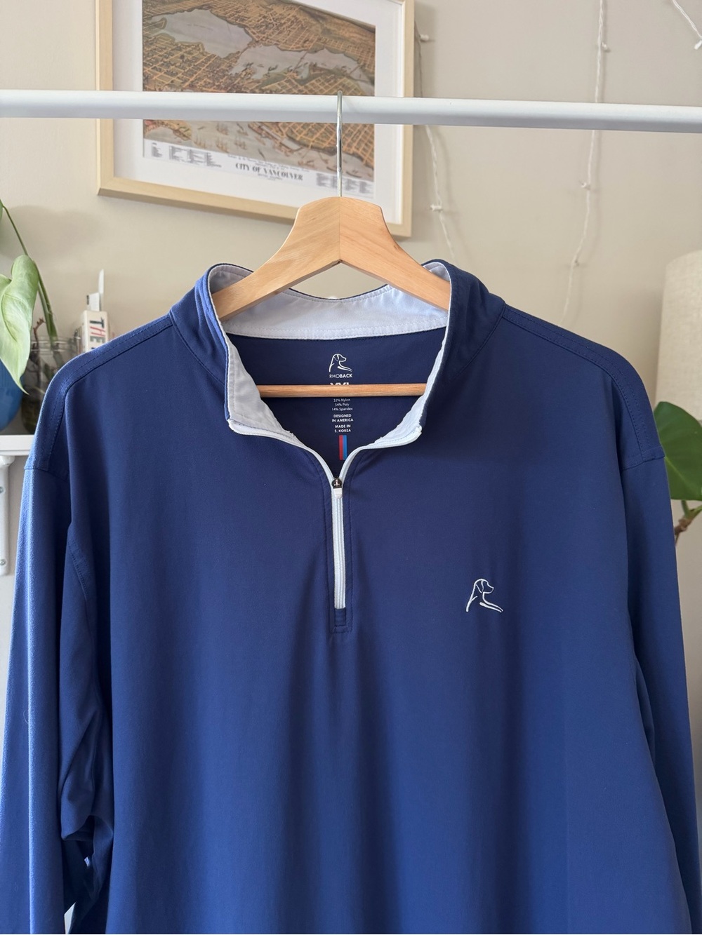 Rhoback Navy Quarter-Zip Long Sleeve Performance Golf Pullover